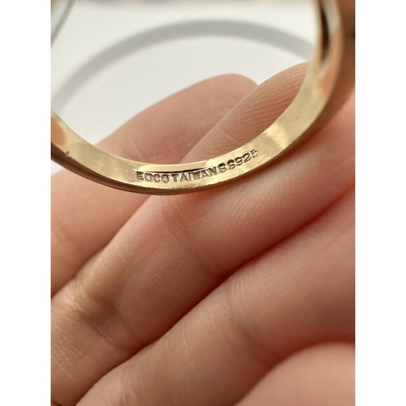 EDCO 925 Sterling Silver 14k Gold Vermeil Natural Blue Topaz Ring Size 9 - Picture 4 of 6